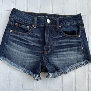 American Eagle Dark Wash High Rise Festival Cutoff Shorts -sz 2